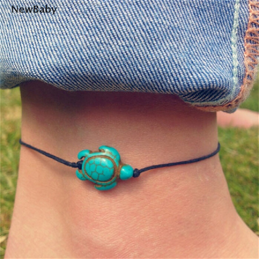 Newbaby Gelang Kaki Rantai Gaya Boho Aksen Kurakura Turquoise Untuk Perhiasan Wanitapantai