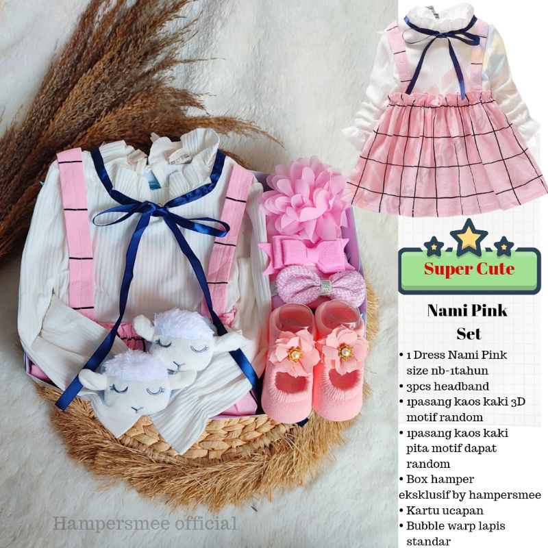 HAMPERSMEE SET PREMIUM - HAMPERS BAYI HAMPERS BABY KADO BAYI BABY GIFT HADIAH KELAHIRAN NEWBORN MURAH HEMPERS BAYI PARCEL BAYI BARU LAHIR-Nami Pink Premium