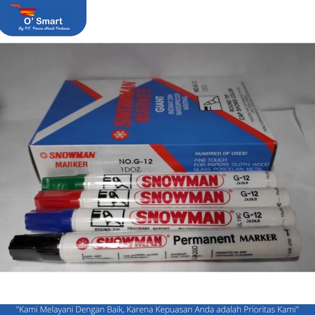 

SNOWMAN Spidol Permanent Marker G-12 Hitam / Biru /Merah