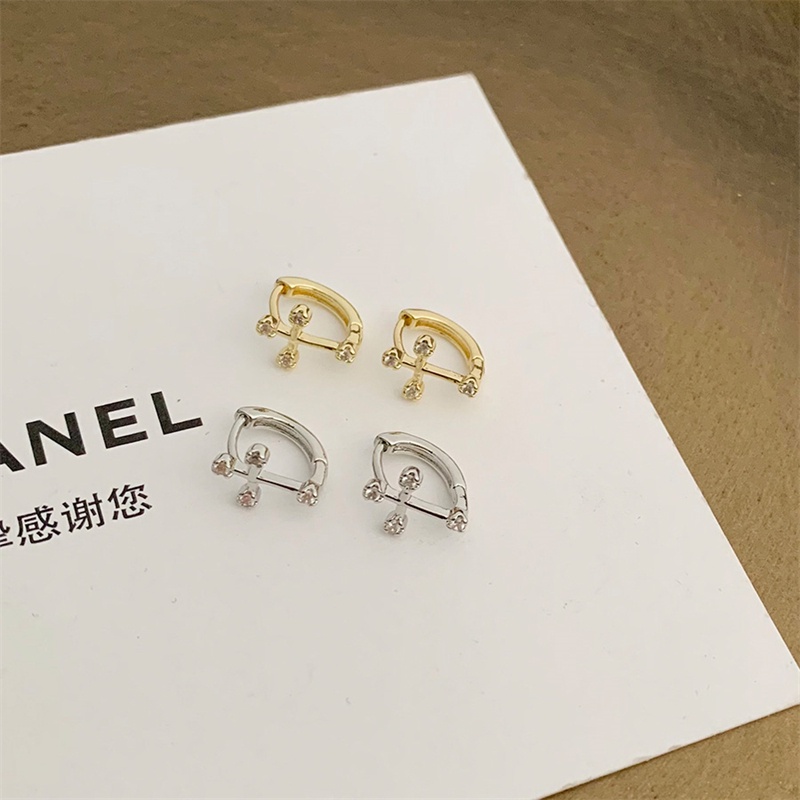 Anting Klip Telinga Desain Salib Bahan S925 Silver Untuk Pasangan