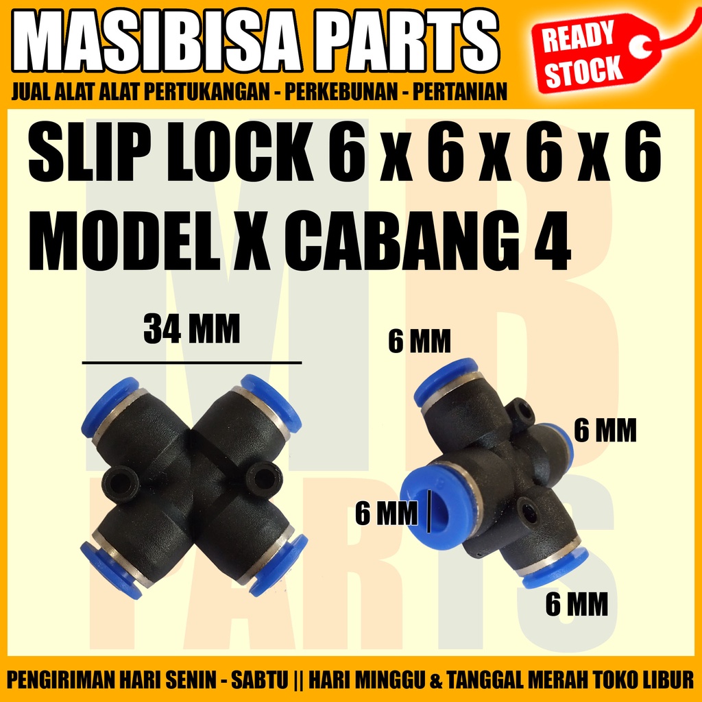 SLIP LOCK KONEKTOR MODEL X / 4 way 6mm - 6mm - 6mm - 6mm