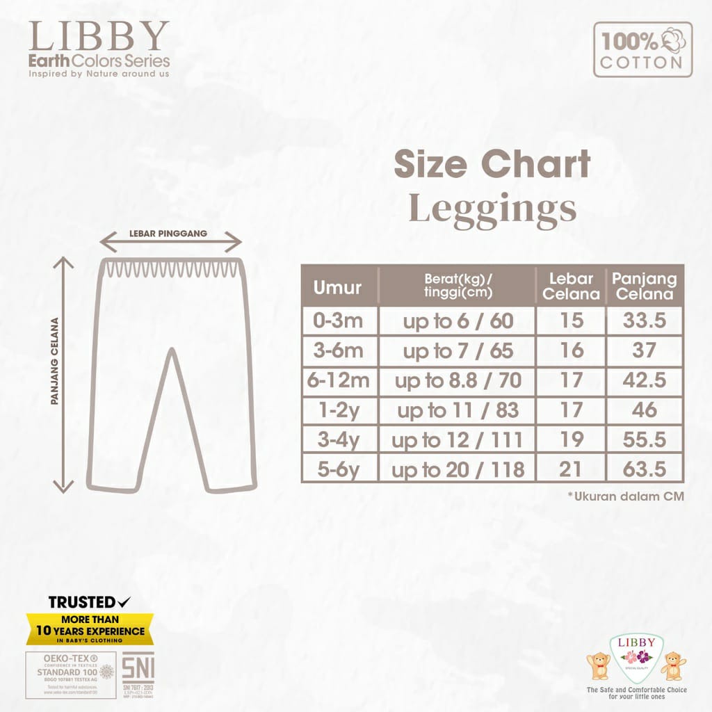 Libby Legging RIB -Earth series cotton 0-6 Years