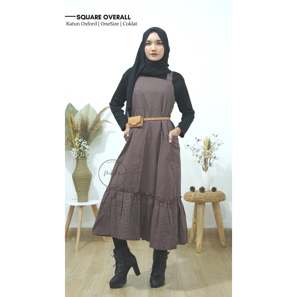 Square Overall / Overall Wanita Motif Kotak-kotak Bahan Katun Oxford Termurah 2021