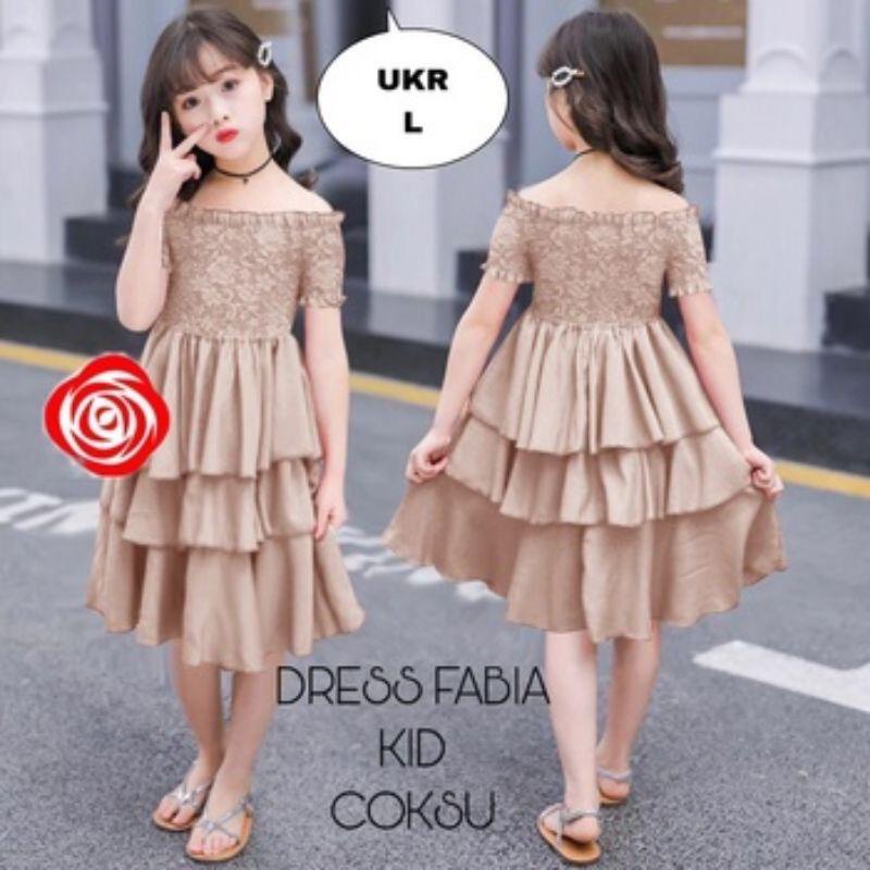 DRESS KIDS FABIA/DRESS ANAK PEREMPUAN/DRESS FASHION ANAK / BAJU ANAK / Dress Polos Anak Perempuan / Dress moscrepe  Anak Polos Junior Simple