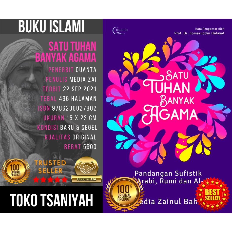 Buku Tasawuf Satu Tuhan Banyak Agama Pandangan Sufistik Ibn Arabi Rumi dan Al JIli Media Zainul Bahr