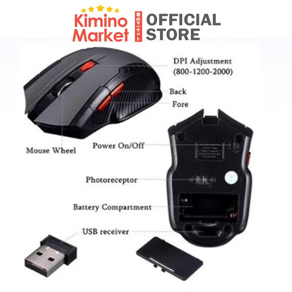 Mouse Wireless Gaming Optical Tanpa Kabel Hitam Games Gamer