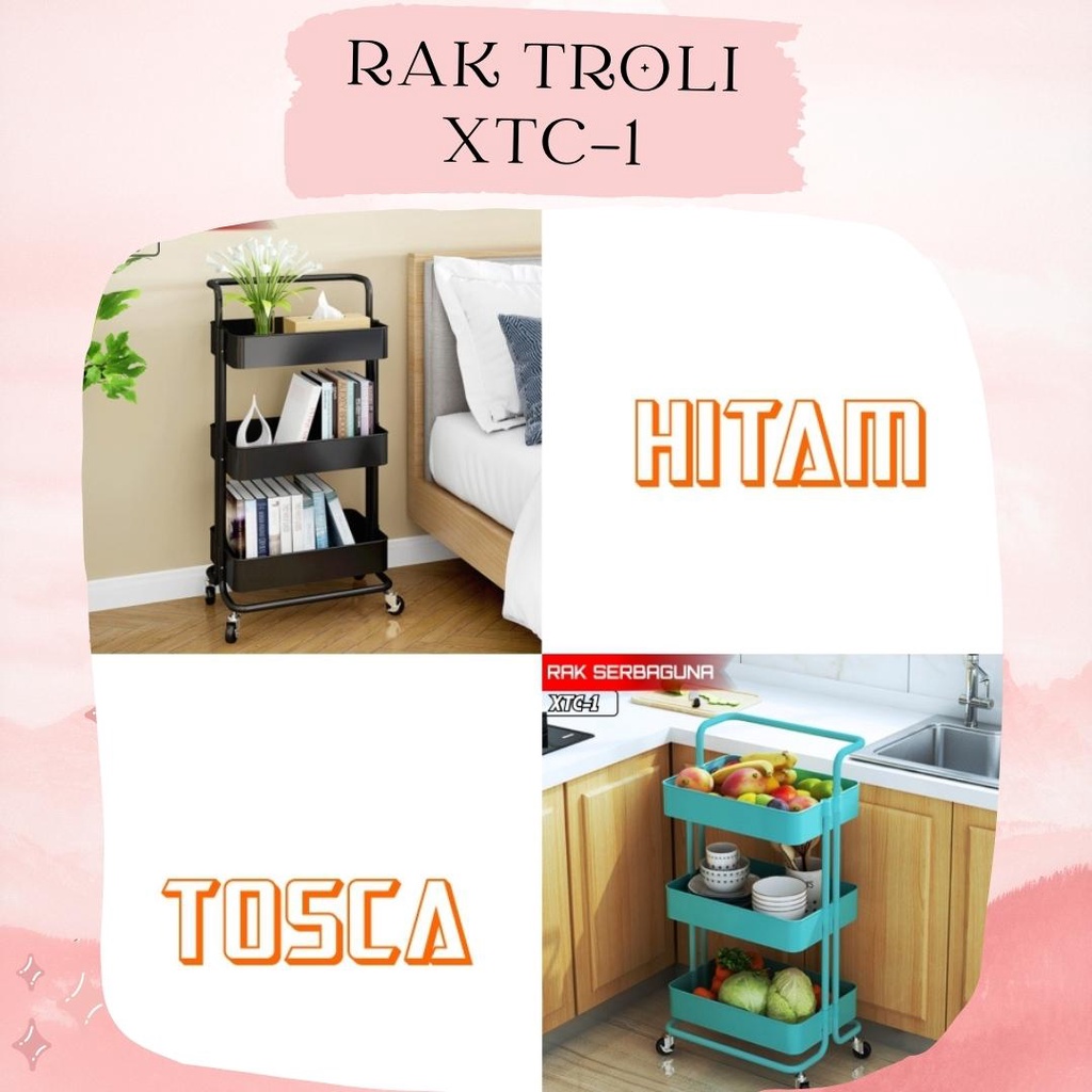 Rak Roda Rak Troli Susun 3 Tingkat Multifungsi Muat Banyak Barang Rak Salon