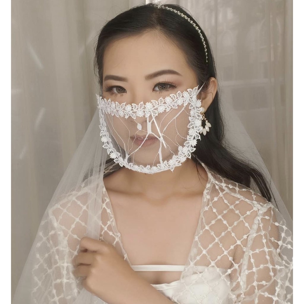 Masker Mika untuk wedding/pengantin atau kondangan - MASKER BROKAT MASKER PREMIUM ANTI AIR