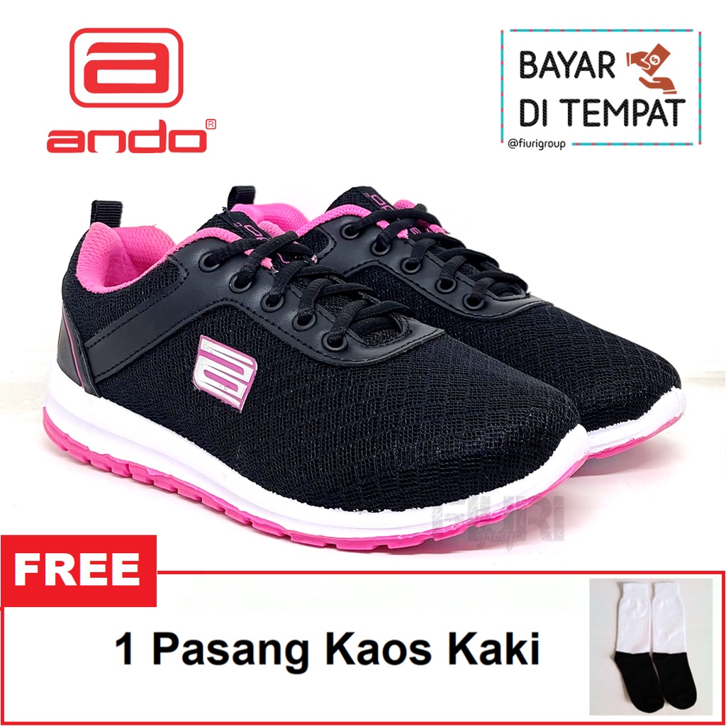 FIURI - ANDO ORIGINAL - AIDA 33-40 HITAM PINK - SEPATU SNEAKERS SPORT KANVAS SOL KARET ANAK PEREMPUAN - SEPATU KETS FASHION TRENDY WANITA DEWASA - SEPATU OLAHRAGA LARI FITNES SENAM KERJA KULIAH BERTALI CEWEK MURAH PROMO DISKON BONUS KAOS KAKI