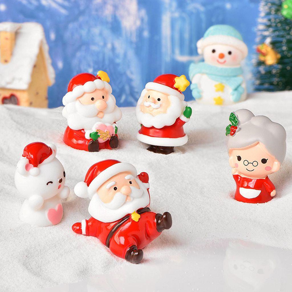 Agustina Ornamen Natal Lucu Mini Bola Dunia Salju Perlengkapan Resin Desain Kartun Pemandangan Mikro Dekorasi Snowman Figurine