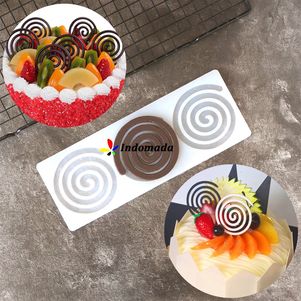 Indomada Cetakan Silikon Pagar Coklat 3 Spiral Besar Chocolate Birthday Cake Topper Kue Ulang Tahun