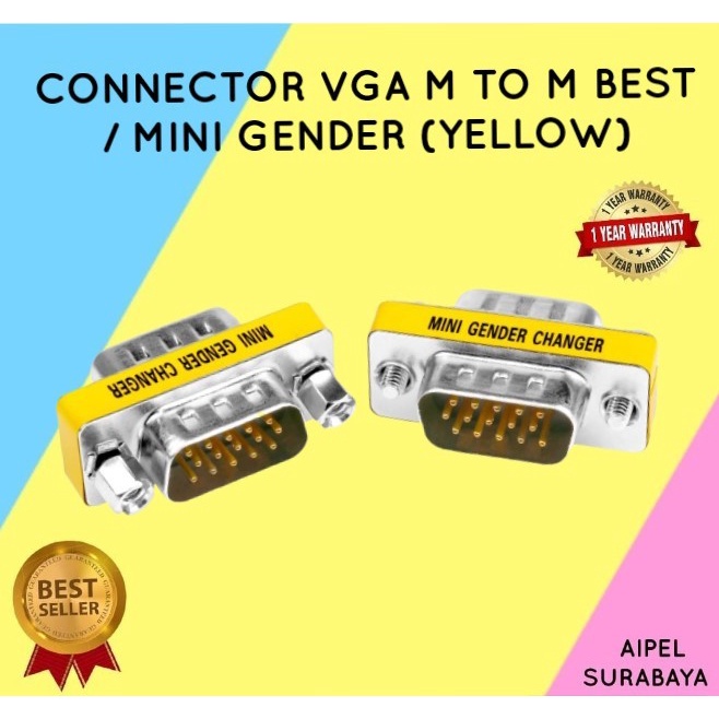 VMM | CONNECTOR VGA MALE TO MALE BEST / MINI GENDER (YELLOW)