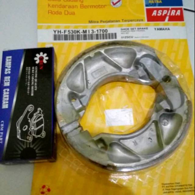 Paket kampas rem depan dan belakang yamaha Mio smile/x-ride/xeon/soul gt/mio J/vega zr/jpter mx