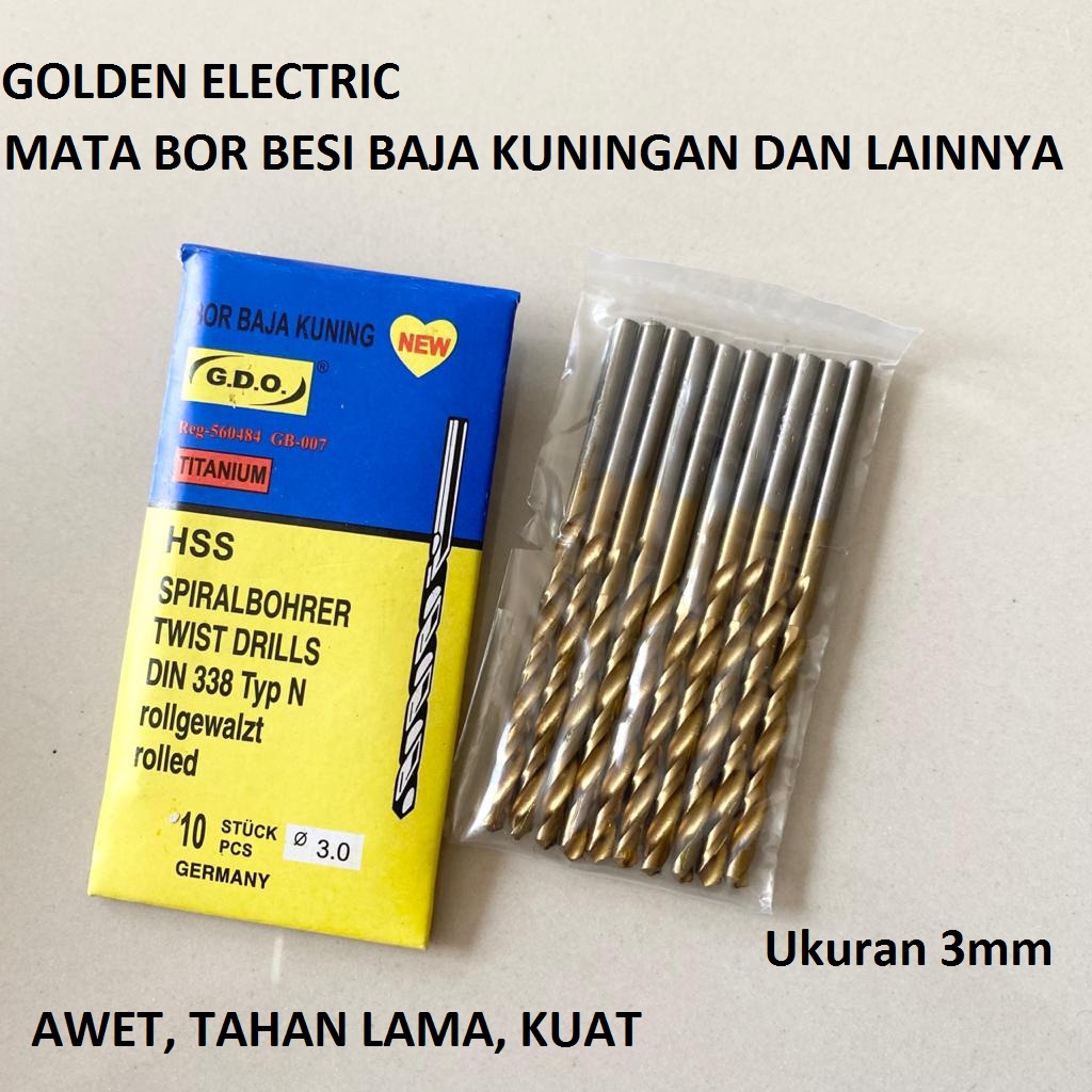 Mata Bor Besi Baja Kuningan GDO 3mm 3 mm Quality Germany Power Tools