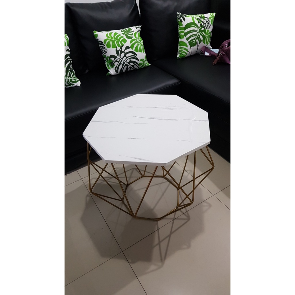 Meja Tamu Minimalis Ruang Tamu /Furniture meja tamu / meja teras / Coffee Table GRATIS ONGKIR-D 70 Marmer (Segi 8)