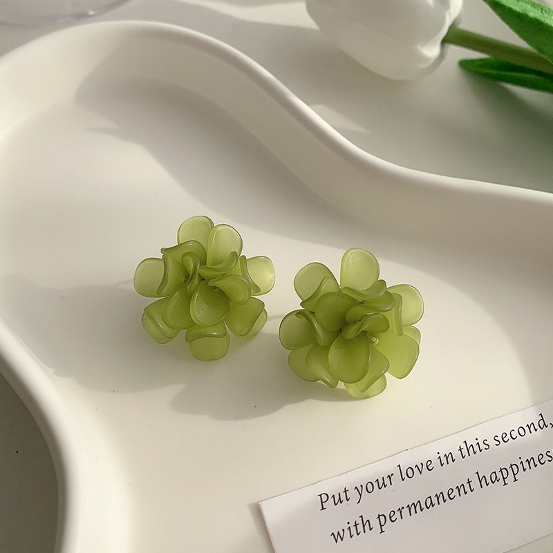 Anting Stud Desain Bunga Aksen Mutiara Gaya Korea Untuk Wanita