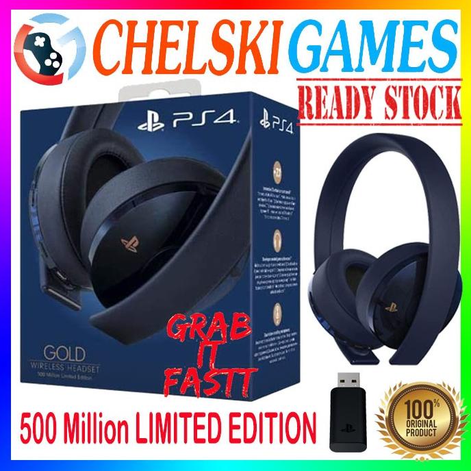 Ps4 Gold Wireless Headset Earphone 500 Million Limited Edition Terbaru