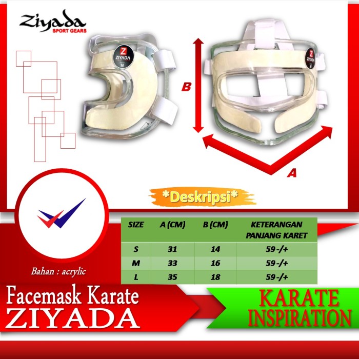 Baru Face Mask Karate Ziyada Pelindung Muka Wajah Kepala Head Guard Masker