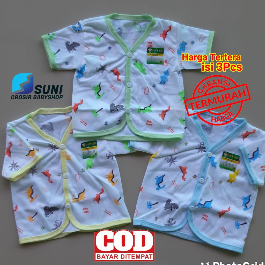 3pcs Baju bayi Bis Pendek putih promo