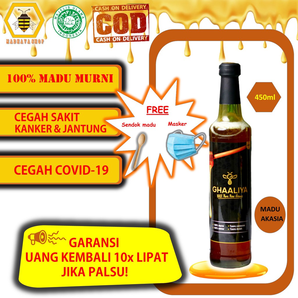 

Madu asli Ghaaliya murni 100% raw honey organic sehat full nektar bunga Akasia cegah covid