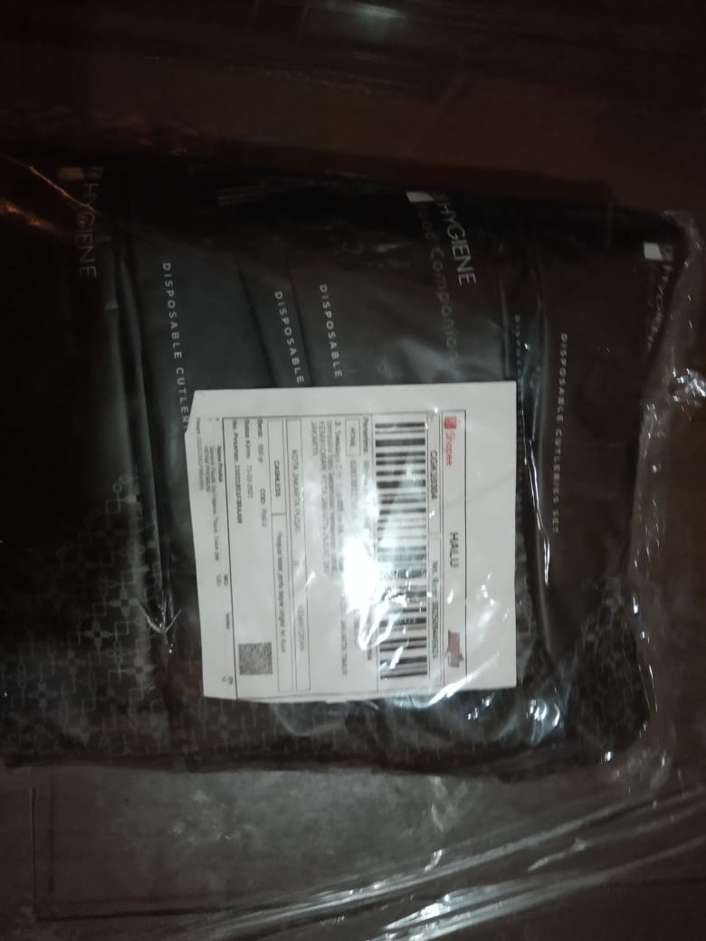 Sendok Plastik Set Higienis  Tissue, Tusuk Gigi Hitam Premium