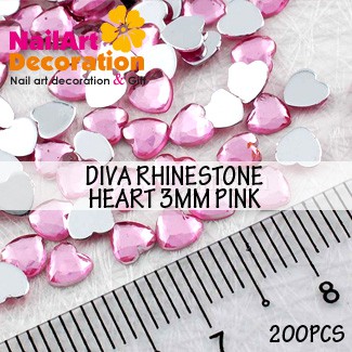 DEKORASI CLAY / RESIN / SLIME / NAIL ART RHINESTONE HEART 2.5 MM