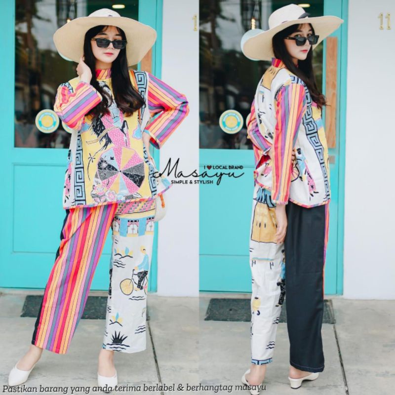 geisha set setelan batik blouse dan celana ori masayu