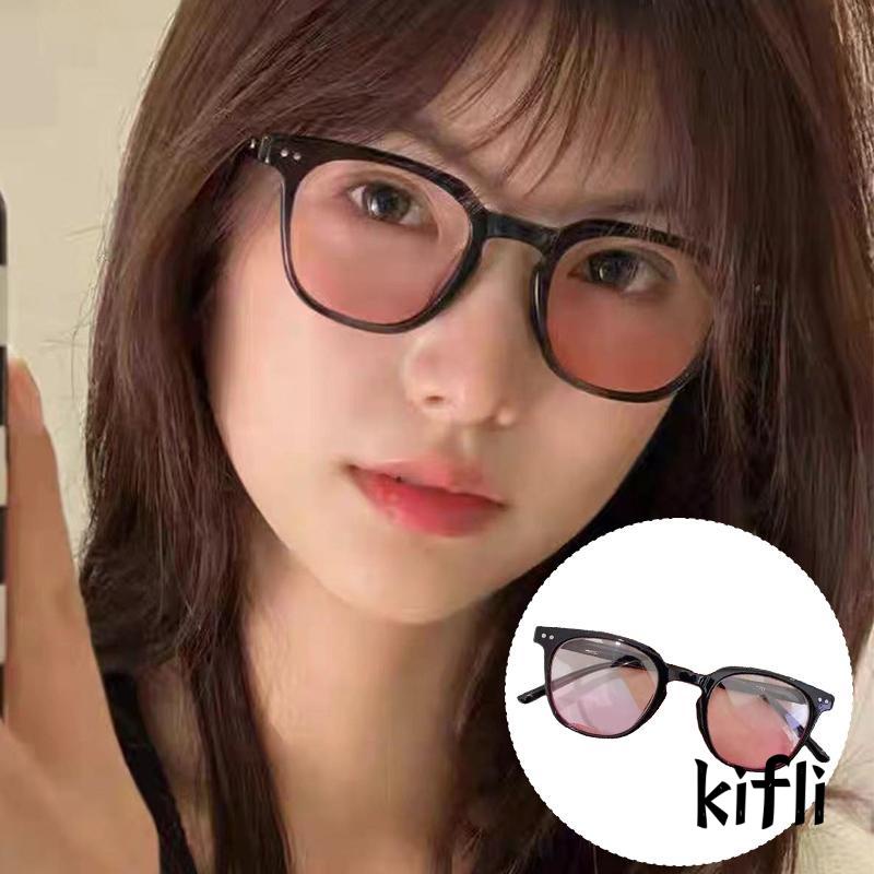 Kacamata Hitam,Wanita Model Frame,Hitam Gradasi Pink,Untuk Wajah Bulat