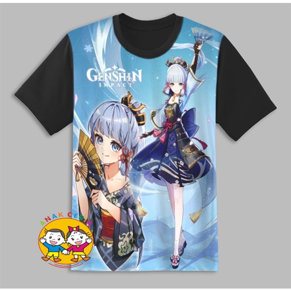 Kaos Anak Anime Genshin Impact 3D Kamisato Ayaka Baju Anak Anime Genshin Impact Pakaian Anak 10433