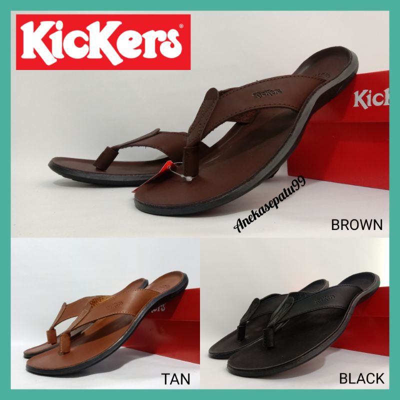 SANDAL JEPIT KULIT KICKERS / SENDAL KICKERS PRIA  / SANDAL LEBARAN / SANDAL DISTRO COWOK KULIT / SANDAL KICKERS KASUAL FORMAL LAKI-LAKI