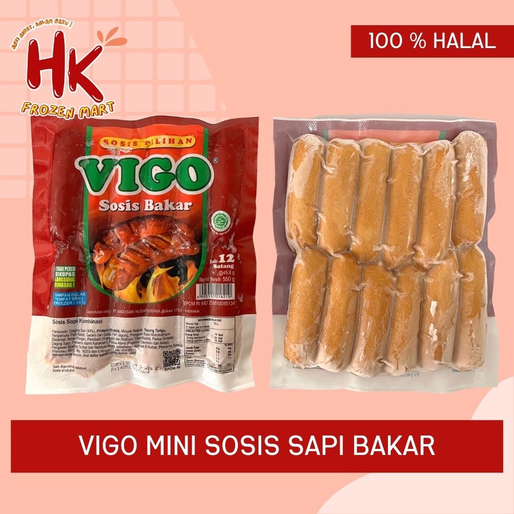 

Vigo Sosis Sapi Bakar Jumbo isi 7 & Mini isi 12pcs isian suki seblak grill ayam HK Frozen Mart