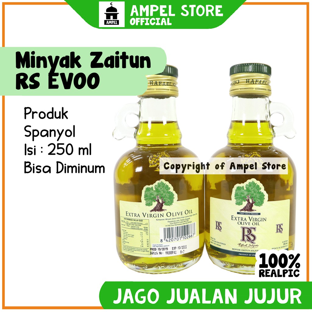 Minyak Zaitun Rs Evoo 250ml Bpom Mpasi Halal Merk Rafael Salgado Bagus Untuk Suplemen Ibu Hamil Shopee Indonesia