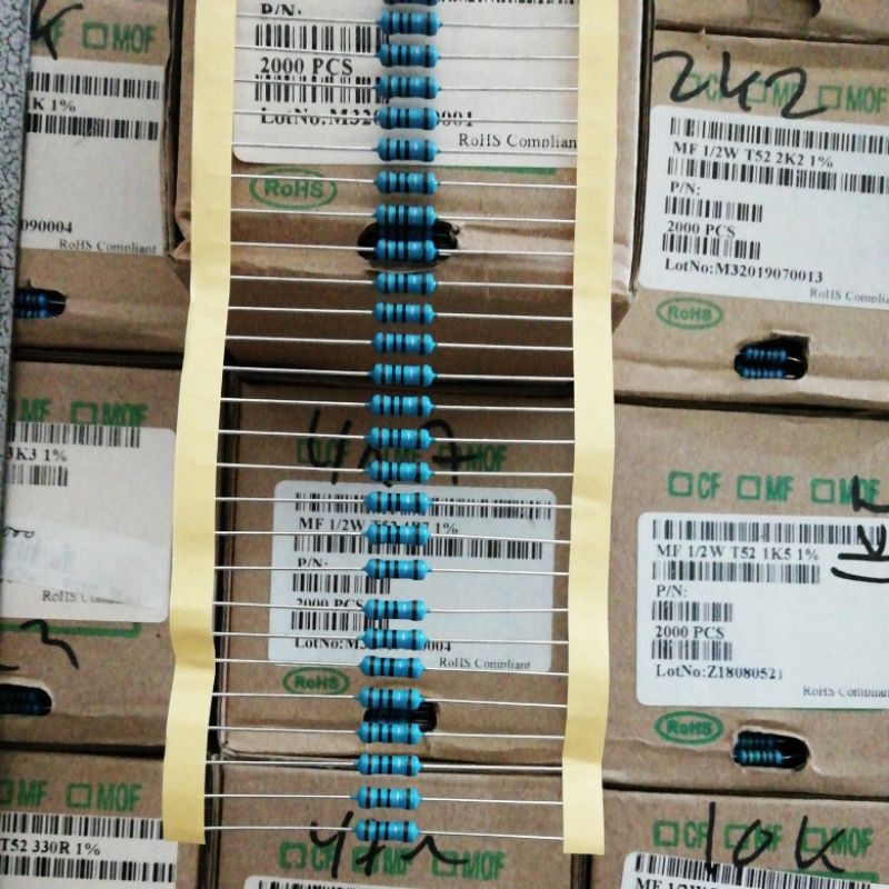 Resistor 1/2watt metal film 1% ukuran buat sendiri Harga 10pcs