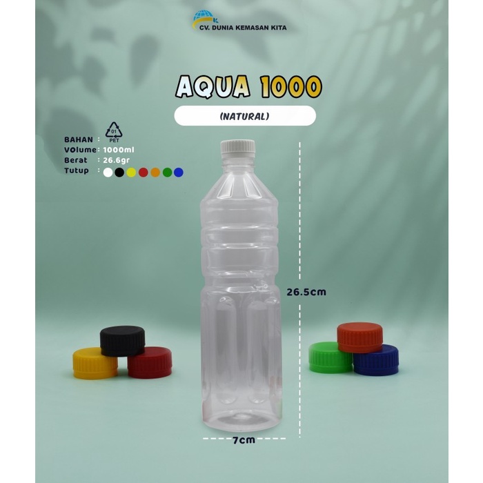 Botol Plastik Aqua 1000 DM 1 PACK 60 pcs - Botol Air Mineral 1000 ml