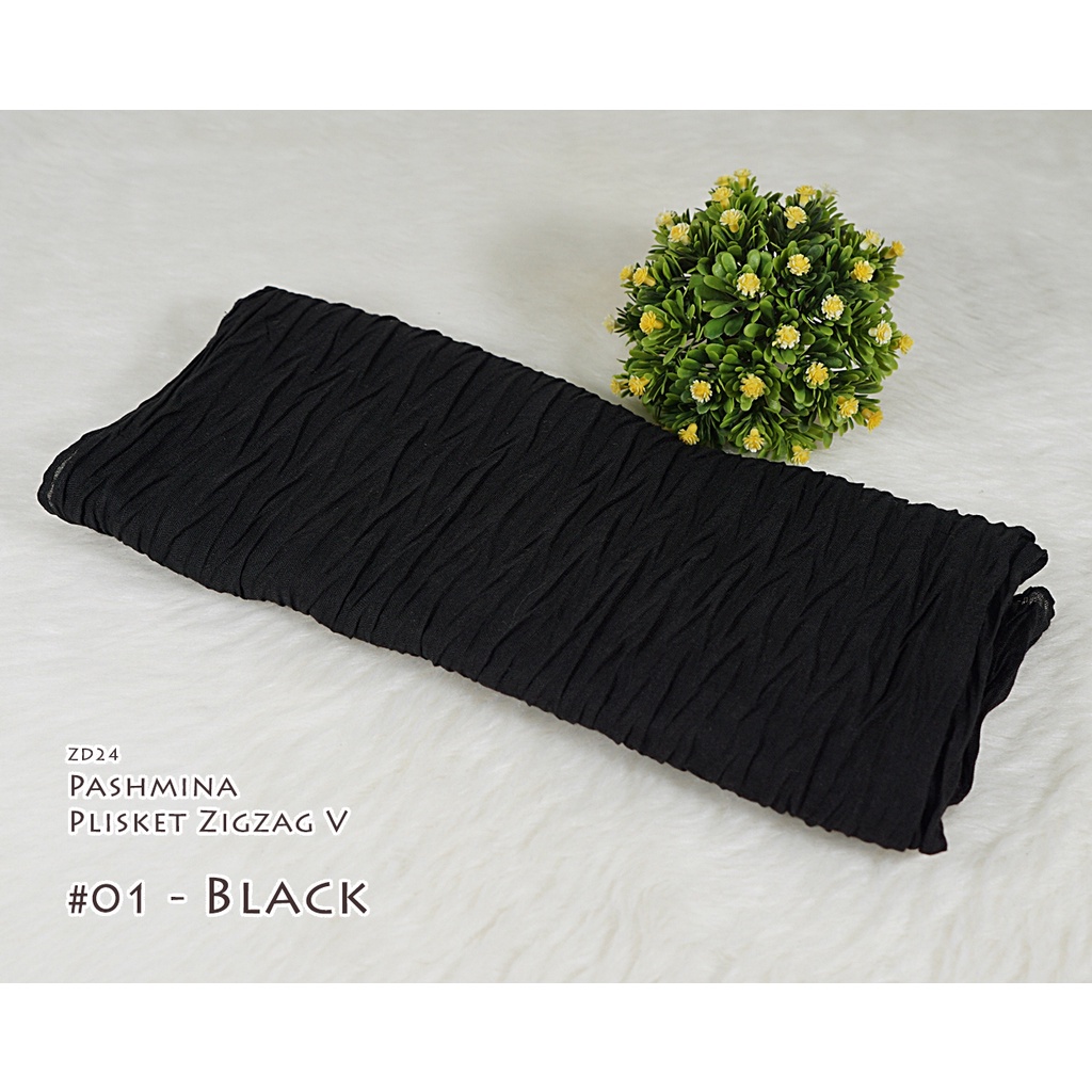 Plisket Model V / Zigzag - Pleated Shawl / Pashmina HAZEL by Luulu Scarf-#01 - Black