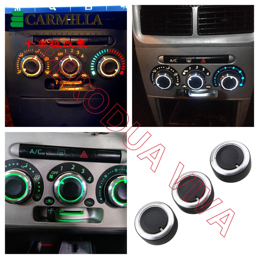 3pcs / Set knob Ac Bahan Aluminum Alloy 3 Warna Untuk Perodua Viva