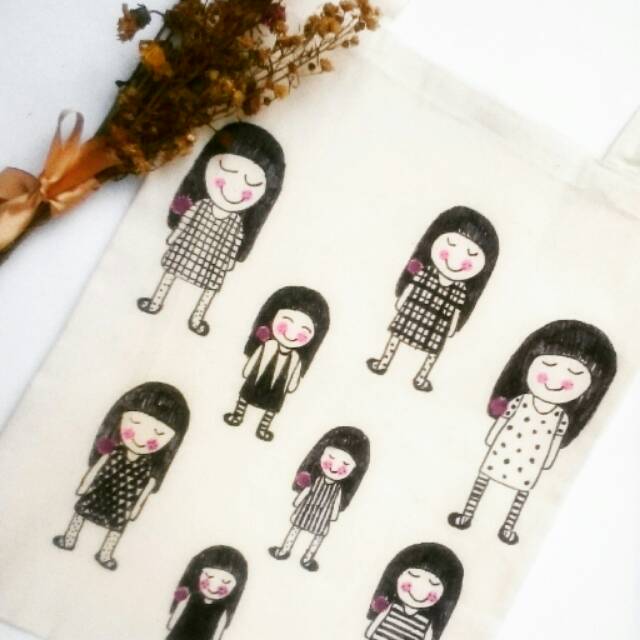 

Tas Blacu 30x40cm. Tote bag kain handmade lukis.
