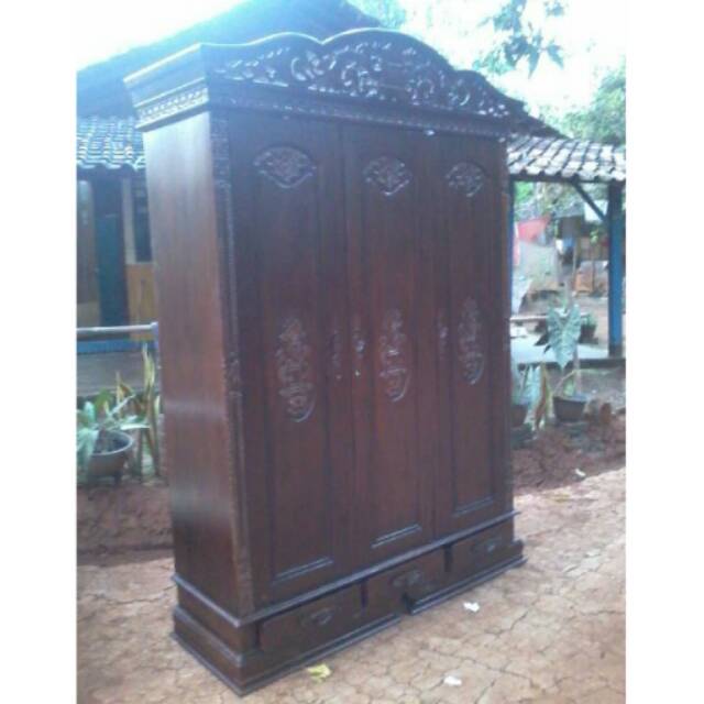 Lemari Pakaian kayu jati jepara Rahwana 3 pintu