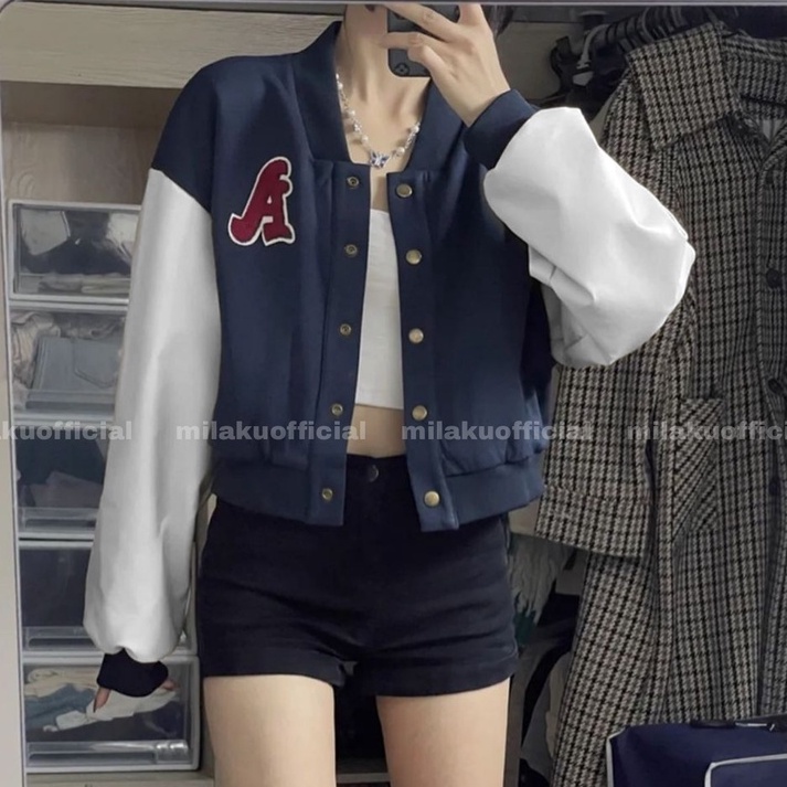 jaket wanita - A baseball crope varsity jaket - jaket korean style