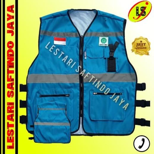 Nesdaywed | Rompi Safety Vest Taslan Biru Pertamina-Rompi Safety Proyek Biru Muda