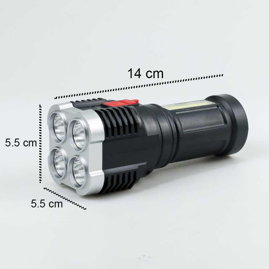 ZHIYU Senter LED Terang Flashlight USB Rechargeable 4 XPE + COB - T07