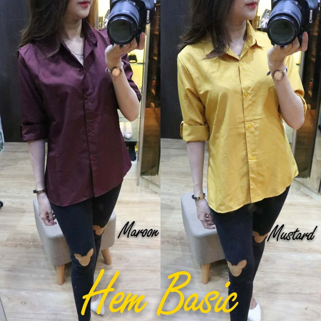 hem basic mm / kemeja basic / kemeja kantor / kemeja wanita / kemeja polos / kemeja tangan