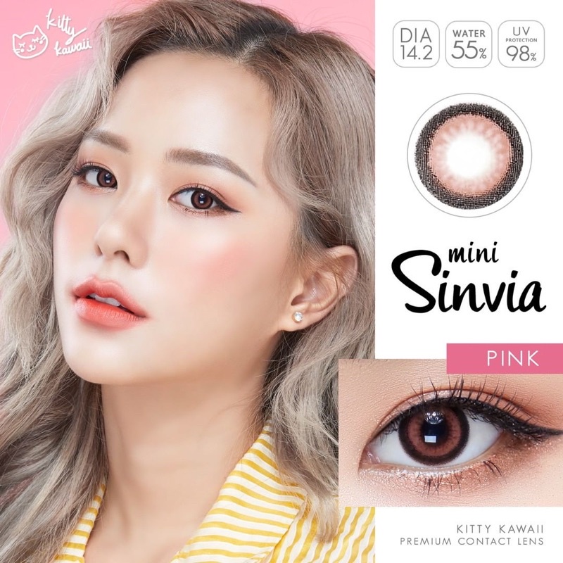 Softlens Kitty Kawaii Mini Sinvia Pink Normal Minus Beda Minus