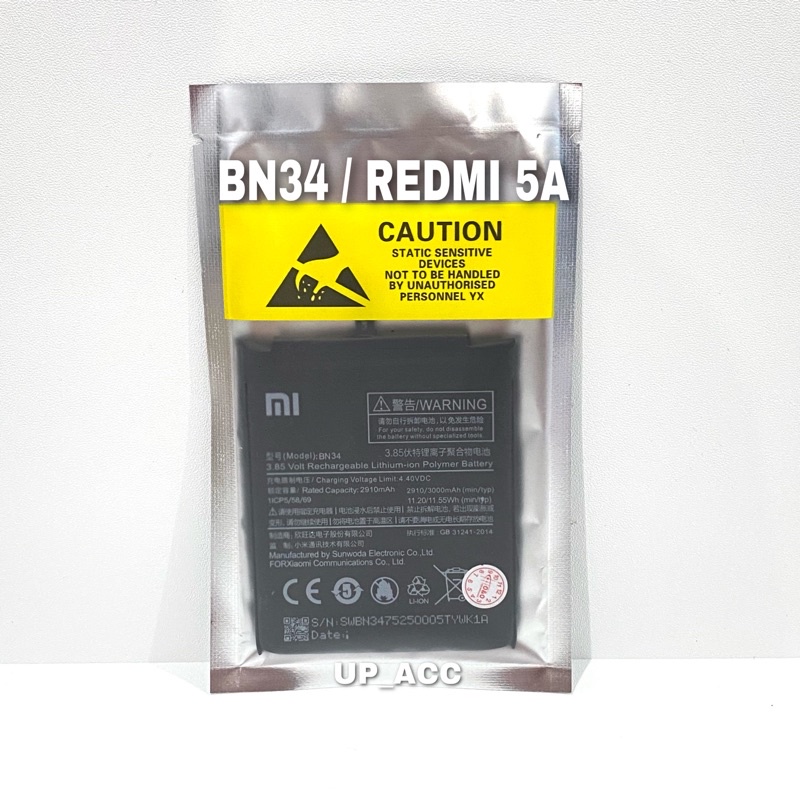 Baterai Hp XIAOMI REDMI 5A / BN 34 / BN34 / BN-34 Original Batre battery Batrai Ori OEM