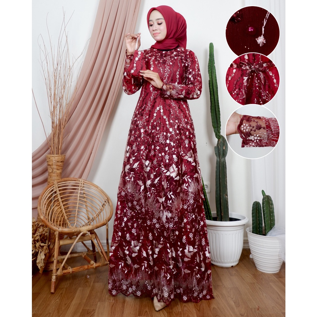 JAN&gt; GAMIS FIONA DRESS - GAMIS TULLE RUNCING MODERN - GAMIS CANTIK KEKINIAN - GAMIS PESTA DAN KONDANGAN - GAMIS WISUDA CANTIK - GAMIS KEBAYA