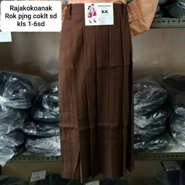 Rok rempel panjang coklat sd bhn famatex