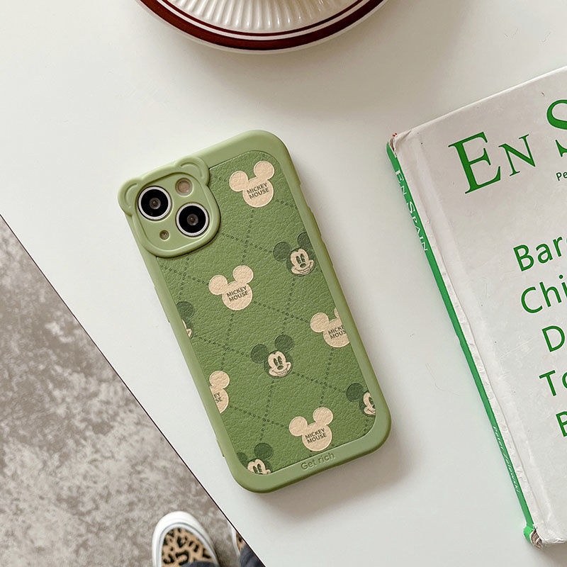 Soft Case Silikon Motif Print Wajah Tikus Hijau Army Untuk IPhone 12 13 11 Pro Max X Xs Max Xr 7 8 Plus Tbvh