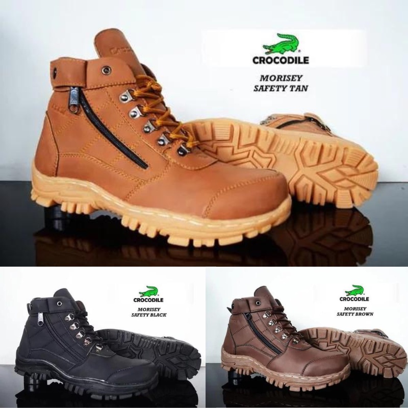 Sepatu Safety Boots Crocodile Morisey Tracking Sepatu Kerja Proyek Ujung Besi TERMURAH