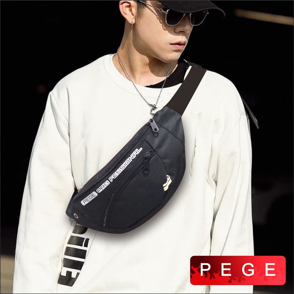 Tas Selempang Bahu Pria Tas Waistbag Kasual Model Simpel Bisa Untuk Tas Pinggang - PG 8895