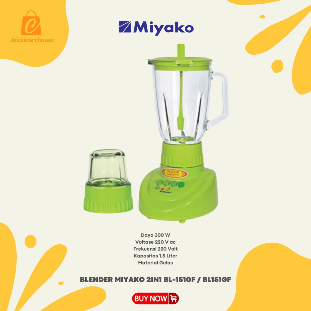 BLENDER MIYAKO 2IN1 BL-151GF / BL151GF / BL 151 GF KACA KAPASITAS 1.5L